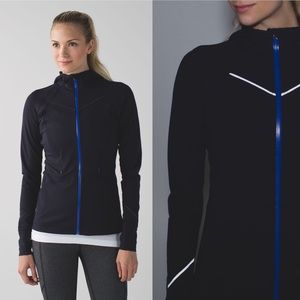 Lululemon Rain-On Train-On Jacket Naval Navy Blue Size 4 Yoga Thumb Holes